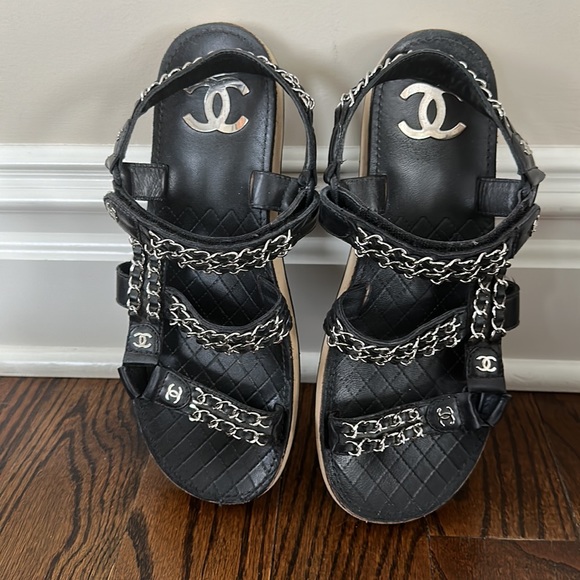 Chanel Chain Strap Sandals Size 39.5 - Picture 9 of 12